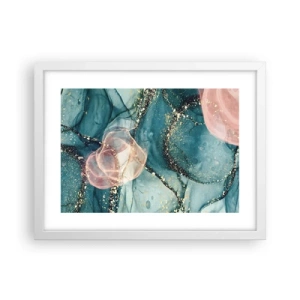 Poster in einem weißen Rahmen - Seidenblau, Tüllrosa - 40x30 cm