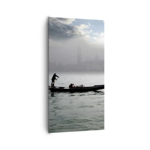 Bild auf Leinwand - Leinwandbild - Eine fabelhafte Stadt aus Wasser und Nebel - 65x120 cm