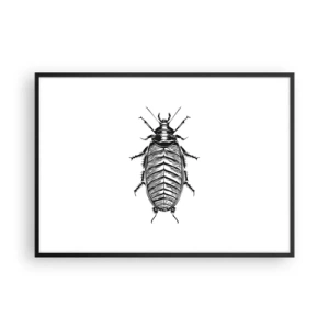 Poster in einem schwarzem Rahmen - Grafik eines schwarz-weißen Insekts auf weißem Hintergrund - 100x70cm - Was für ein Exemplar! - Moderne Wanddekoration für Wohnzimmer und Schlafzimmer ARTTOR