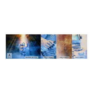 Fototapeten Muster Premium Canvas - Endlich am Ende - Abstraktion, Astronaut, Kosmos - 100x30 cm