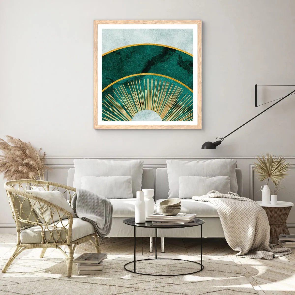 Poster in einem Rahmen aus heller Eiche - Anderes Sonnensystem - 30x30 cm