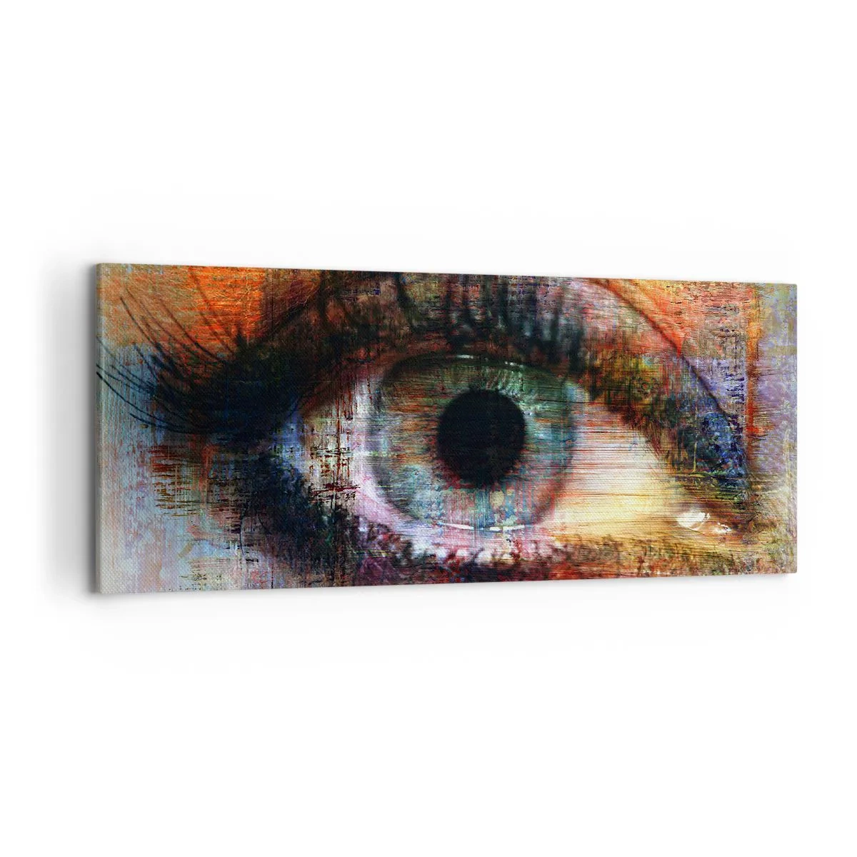 Bild auf Leinwand - Leinwandbild - Künstlerisches Auge in mehrfarbiger Abstraktion - 120x50cm - Du kannst in die Seele sehen - Moderne Wanddekoration für Wohnzimmer und Schlafzimmer ARTTOR