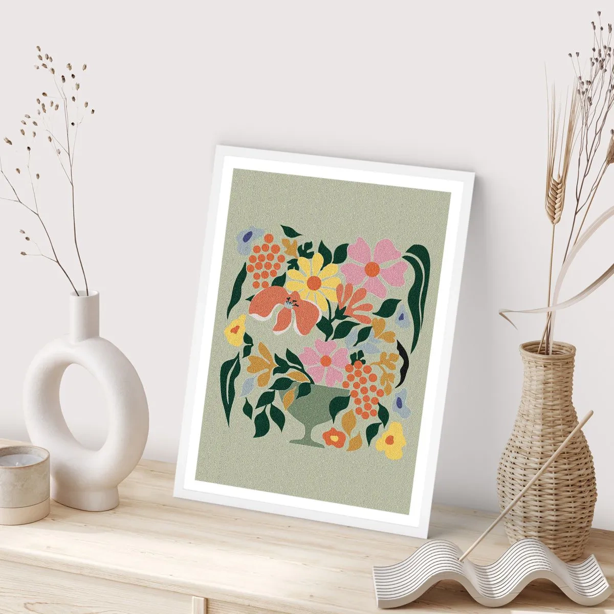Poster in einem weißen Rahmen - Strauß voller Leben - 70x100 cm