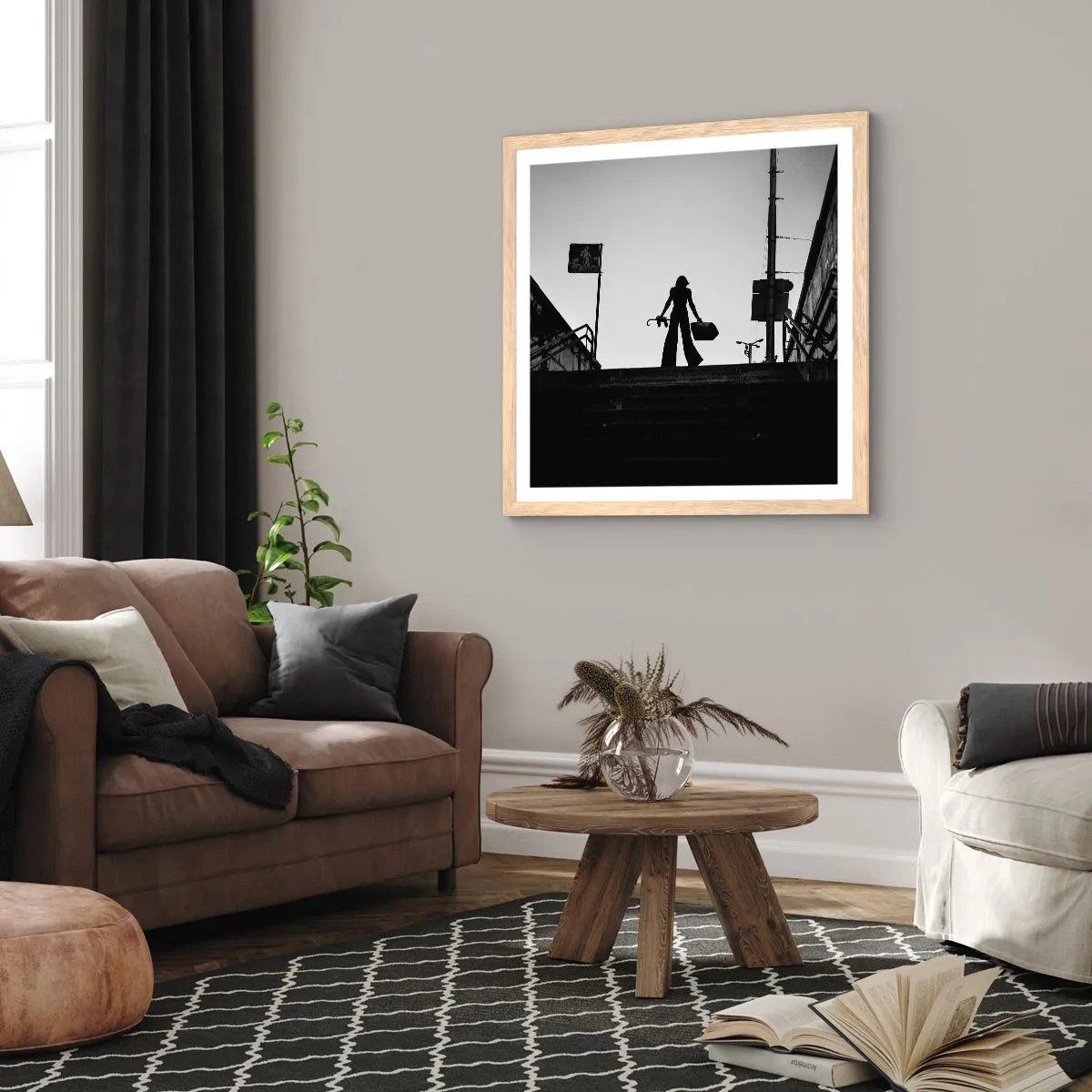 Poster in einem Rahmen aus heller Eiche - Städtisches Wandern - 40x40 cm