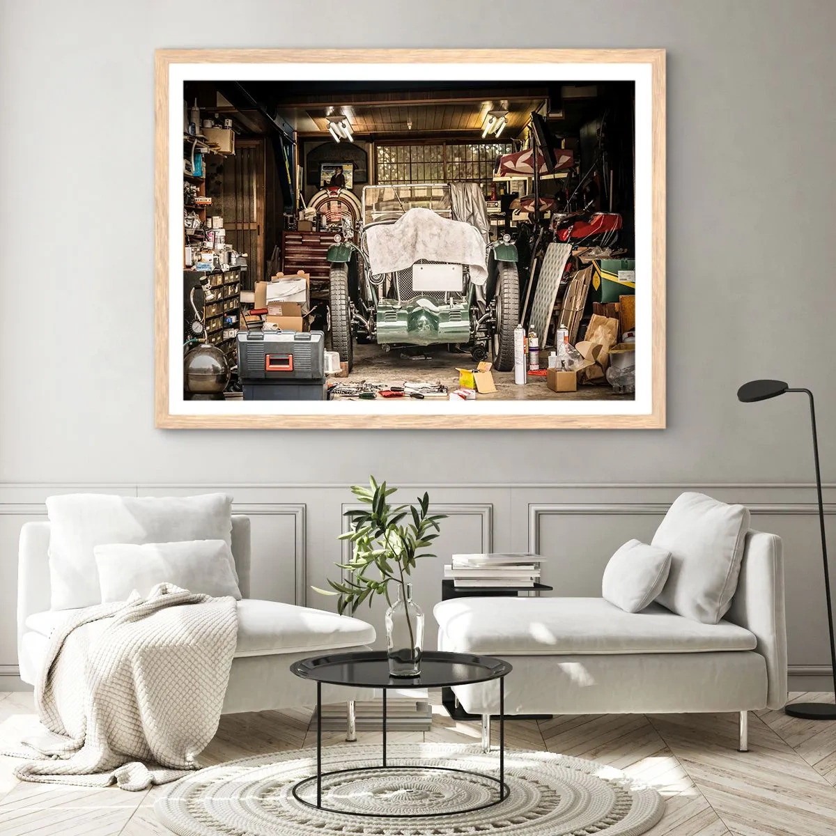 Poster in einem Rahmen aus heller Eiche - Zurück in die Vergangenheit - 50x40 cm