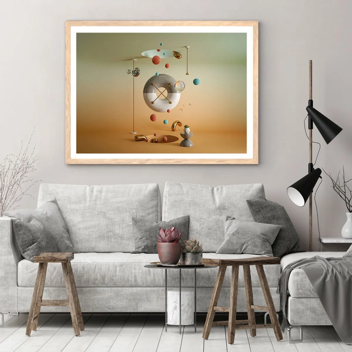 Poster in einem Rahmen aus heller Eiche - Alles kann passieren - 50x40 cm