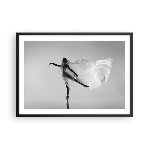 Poster in einem schwarzem Rahmen - Eine Tänzerin in ätherischer Pose mit fließendem Stoff - 70x50cm - Leichtigkeit und Anmut - Moderne Wanddekoration für Wohnzimmer und Schlafzimmer ARTTOR