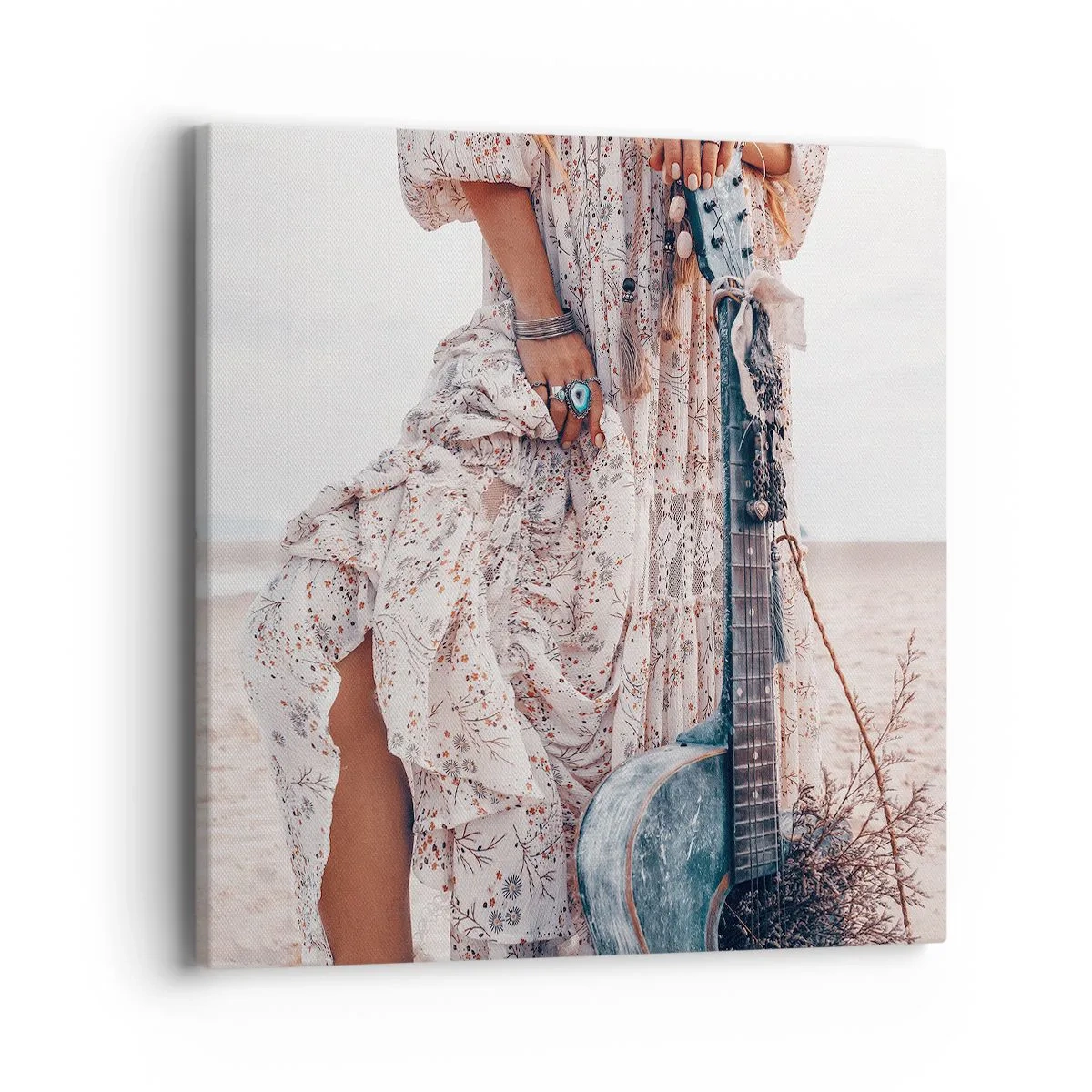 Bild auf Leinwand - Leinwandbild - Kinderblumen auf dem Weg - 40x40 cm