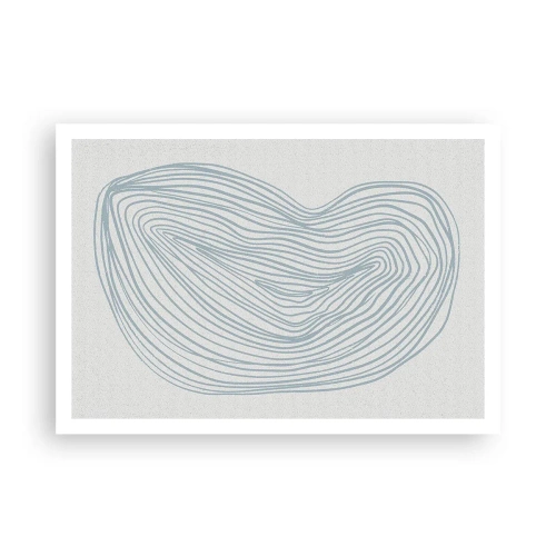 Poster - Abstraktes Wellenmotiv in zartem Blau - 100x70cm - Das Lächeln der Wassertropfen - Moderne Wanddekoration für Wohnzimmer und Schlafzimmer ARTTOR