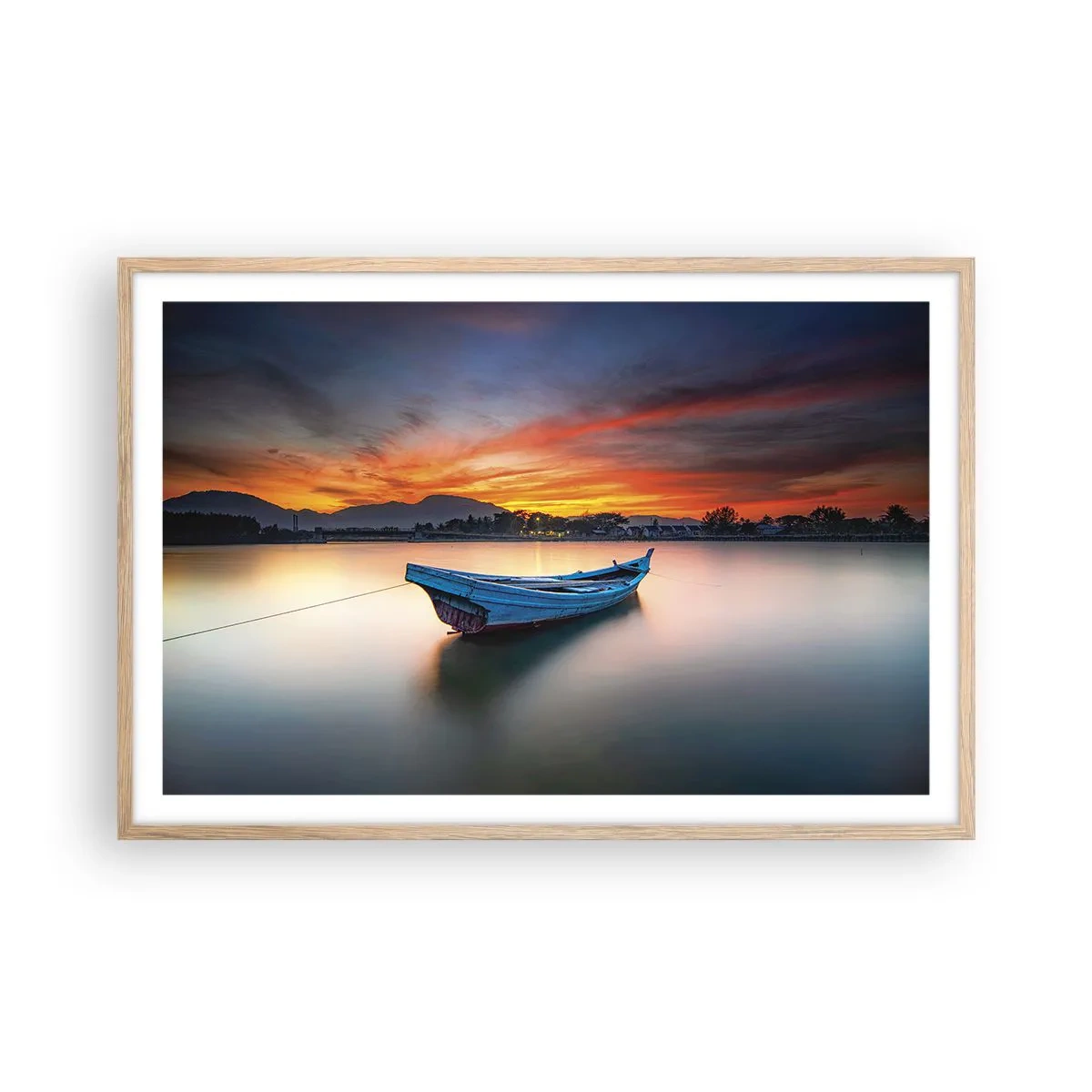 Poster in einem Rahmen aus heller Eiche - Eine gute Nacht kommt - 91x61 cm