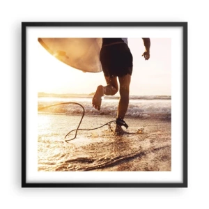Poster in einem schwarzem Rahmen - Um die Welle zu treffen - 50x50 cm
