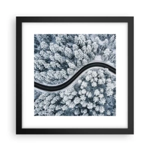 Poster in einem schwarzem Rahmen - Durch den Winterwald - 30x30 cm