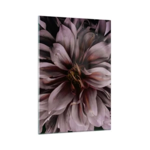 Glasbild - Bild auf glas - Nahaufnahme einer großen Blume in dezenten Farben - 80x120cm - Ein Blumenherz - Moderne Wanddekoration für Wohnzimmer und Schlafzimmer ARTTOR