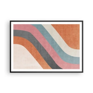 Poster in einem schwarzem Rahmen - Bunte Retro-Streifen - 100x70cm - Diagonale Komposition – Bewegung - Moderne Wanddekoration für Wohnzimmer und Schlafzimmer ARTTOR