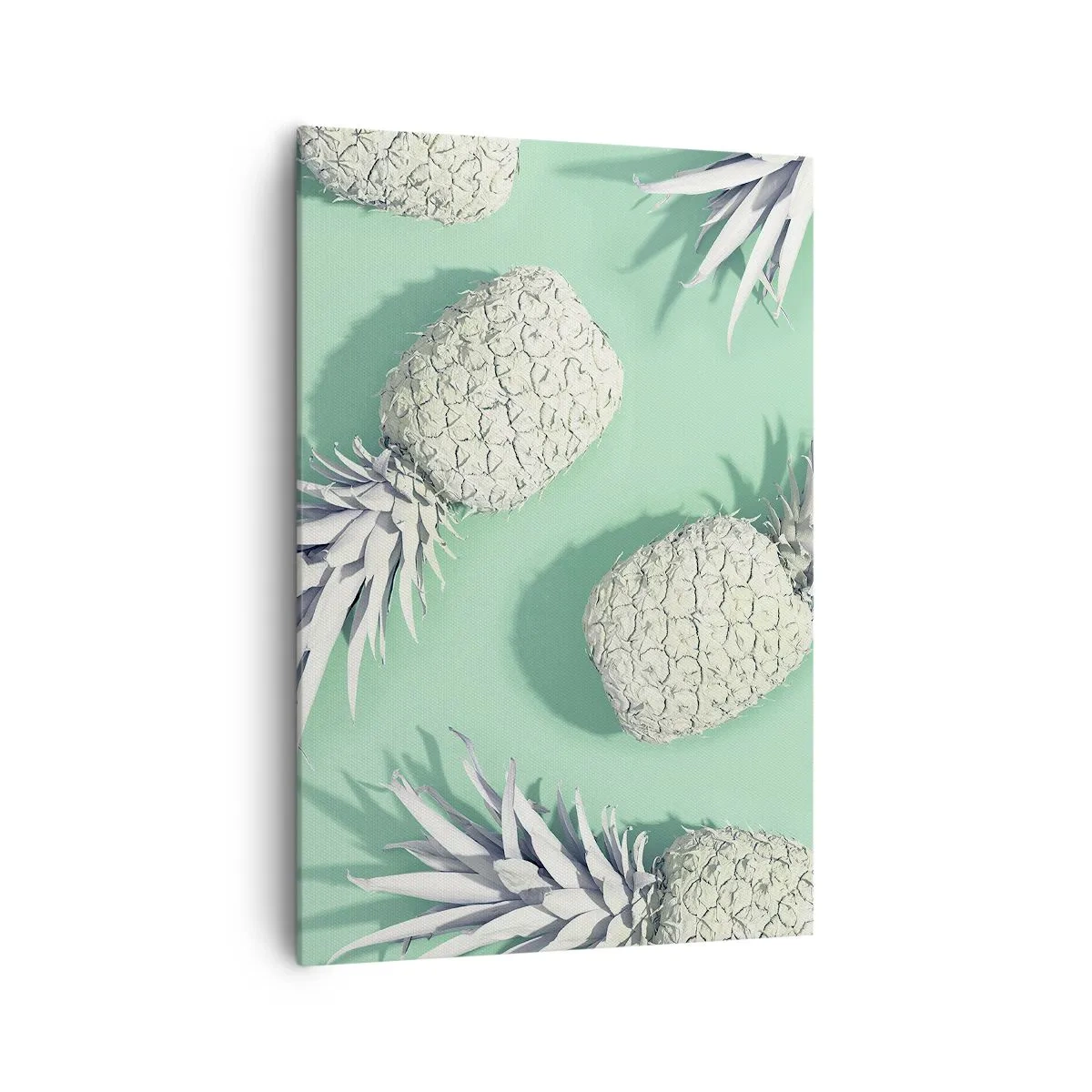 Bild auf Leinwand - Leinwandbild - Weiße Ananas auf pastellfarbenem Hintergrund im minimalistischen Stil - 70x100cm - Das passt gut zu Minze - Moderne Wanddekoration für Wohnzimmer und Schlafzimmer ARTTOR