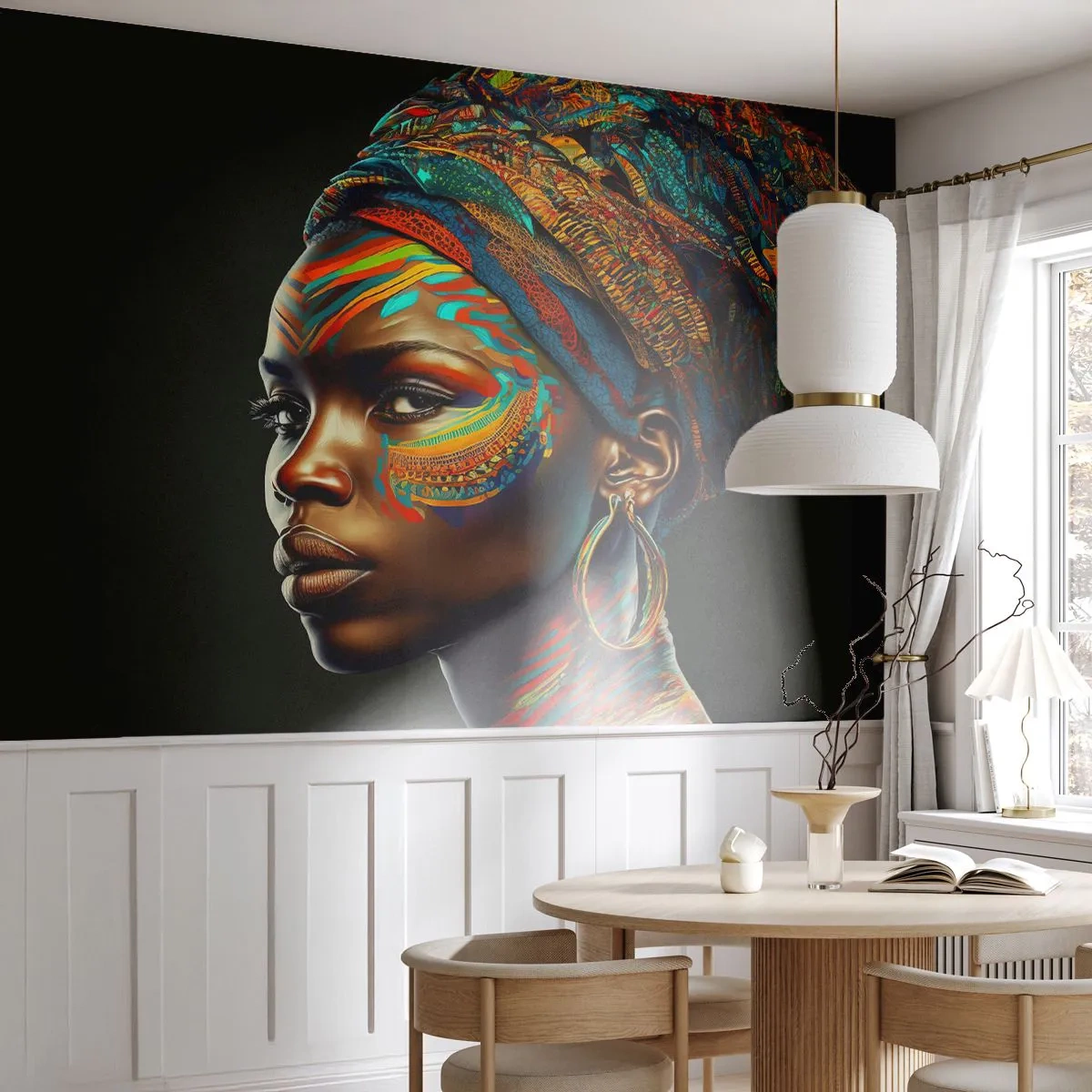 Fototapete Premium Sand - Afrikanische Königin - Turban, Stämme, Afroamerikaner - 100x70 cm