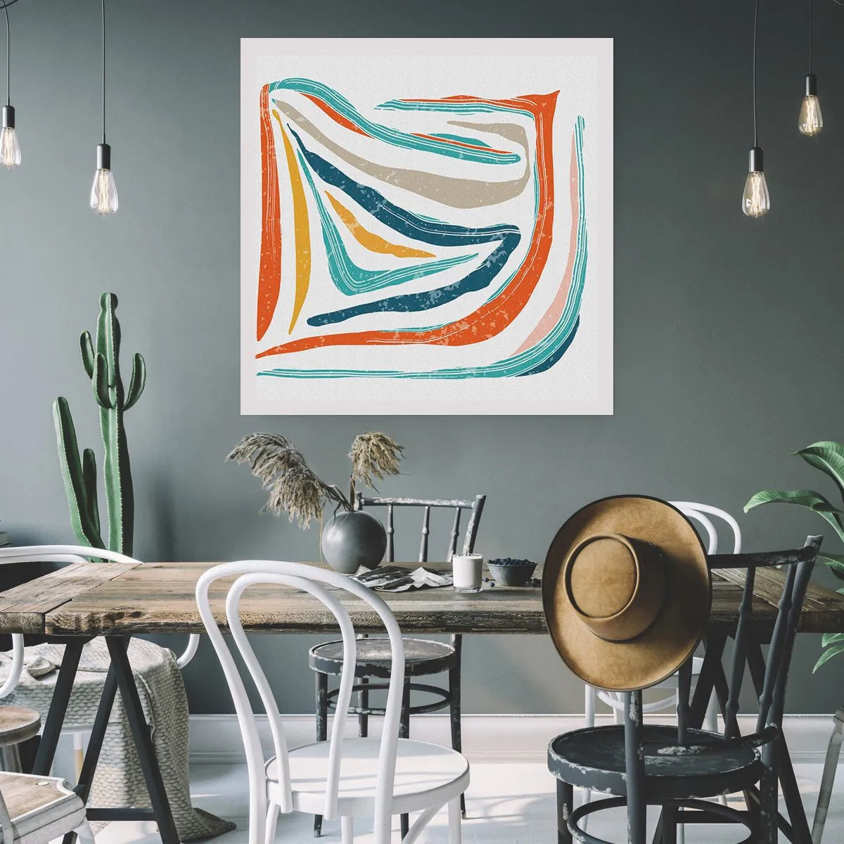 Poster - Abstraktion mit einem freundlichen Lächeln - 60x60 cm