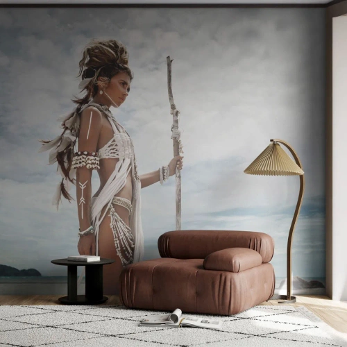Fototapete Standard Eco - Königin der Tropen - Frau, Ethnische Kleidung, Stamm - 400x280 cm