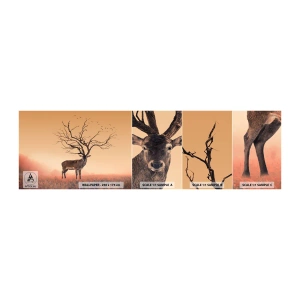Fototapeten Muster Selbstklebend Deluxe Sticker - Prajelen - der ewige Geist des Waldes - Abstraktion, Reh, Natur - 100x30 cm