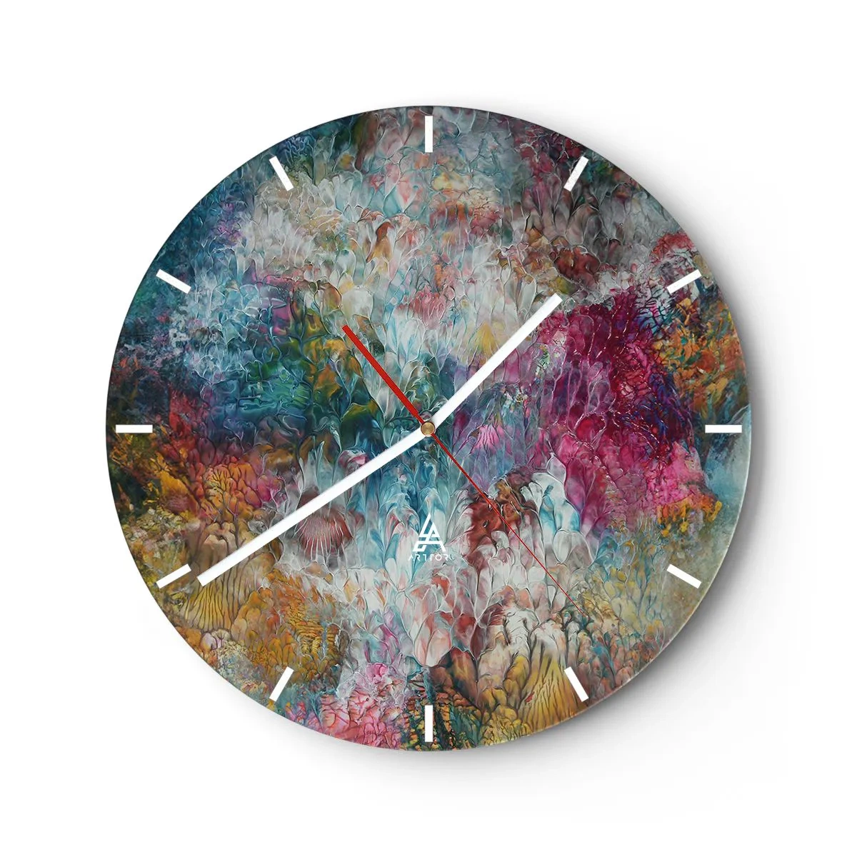 Wanduhr - Glasuhr - In voller Blüte - 40x40 cm