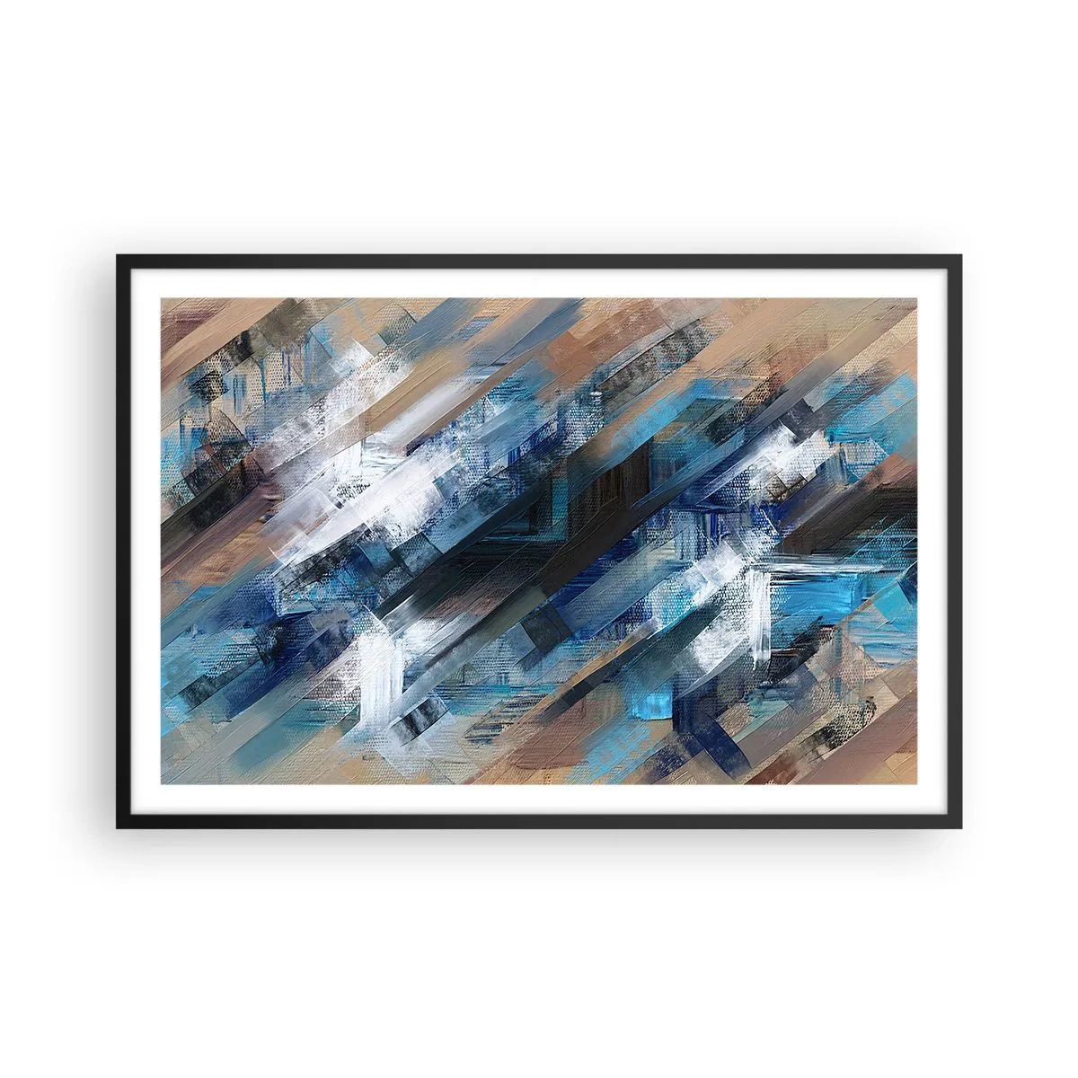 Poster in einem schwarzem Rahmen - Auf einer blauen Diagonale - 91x61 cm