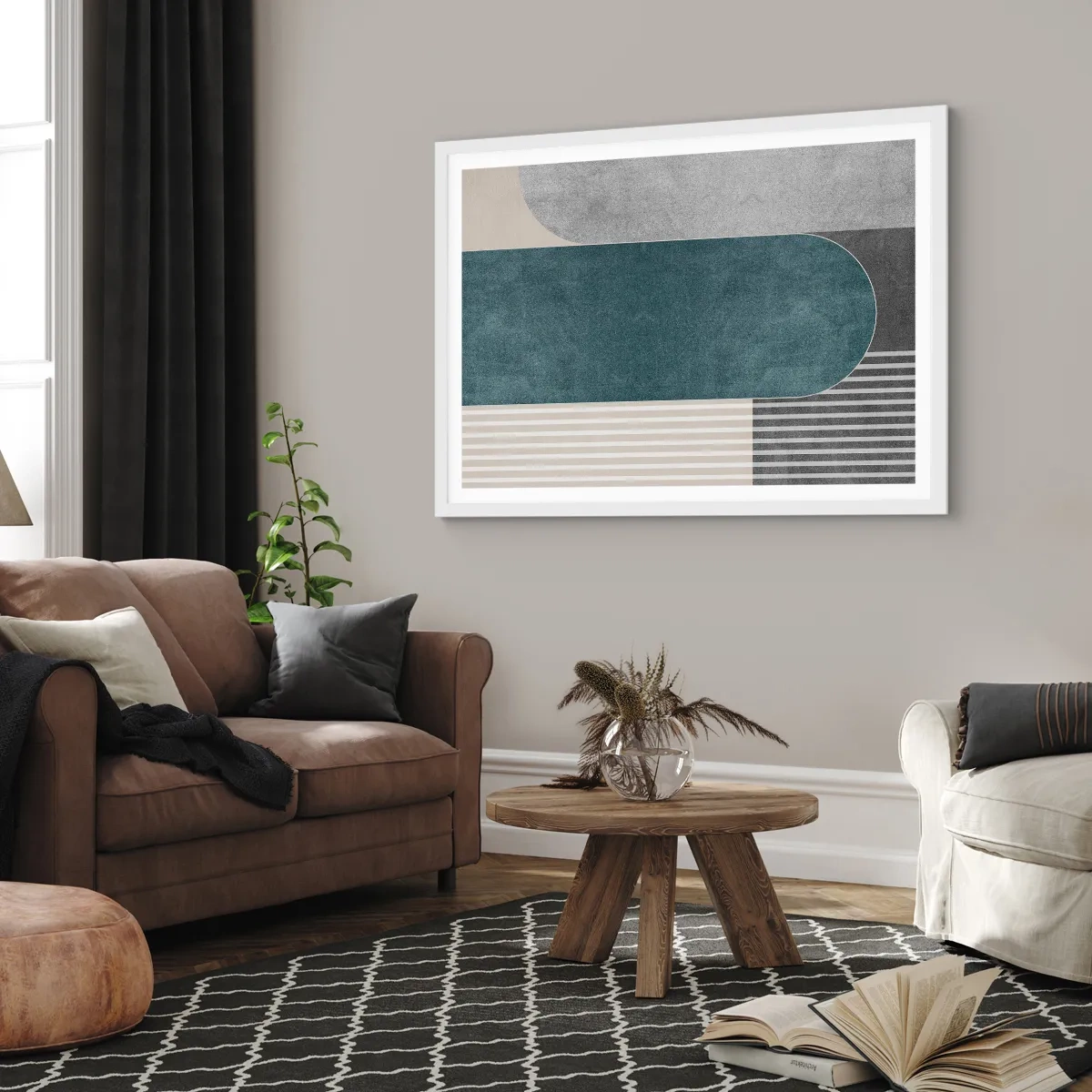 Poster in einem weißen Rahmen - Komposition auf der Ebene - 100x70 cm