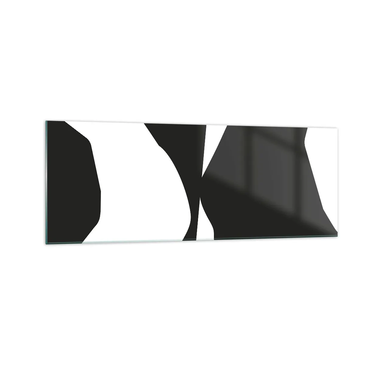 Glasbild - Bild auf glas - Abstraktes Kontrastmuster in Schwarz und Weiß - 140x50cm - Positiv negativ - Moderne Wanddekoration für Wohnzimmer und Schlafzimmer ARTTOR