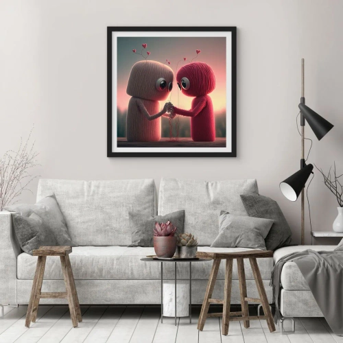 Poster in einem schwarzem Rahmen - Jeder darf lieben - 60x60 cm