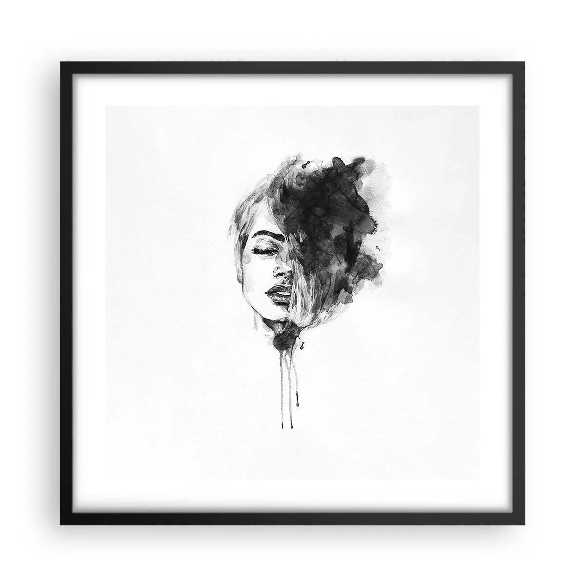 Poster in einem schwarzem Rahmen - Wovon träumt das Mädchen - 50x50 cm