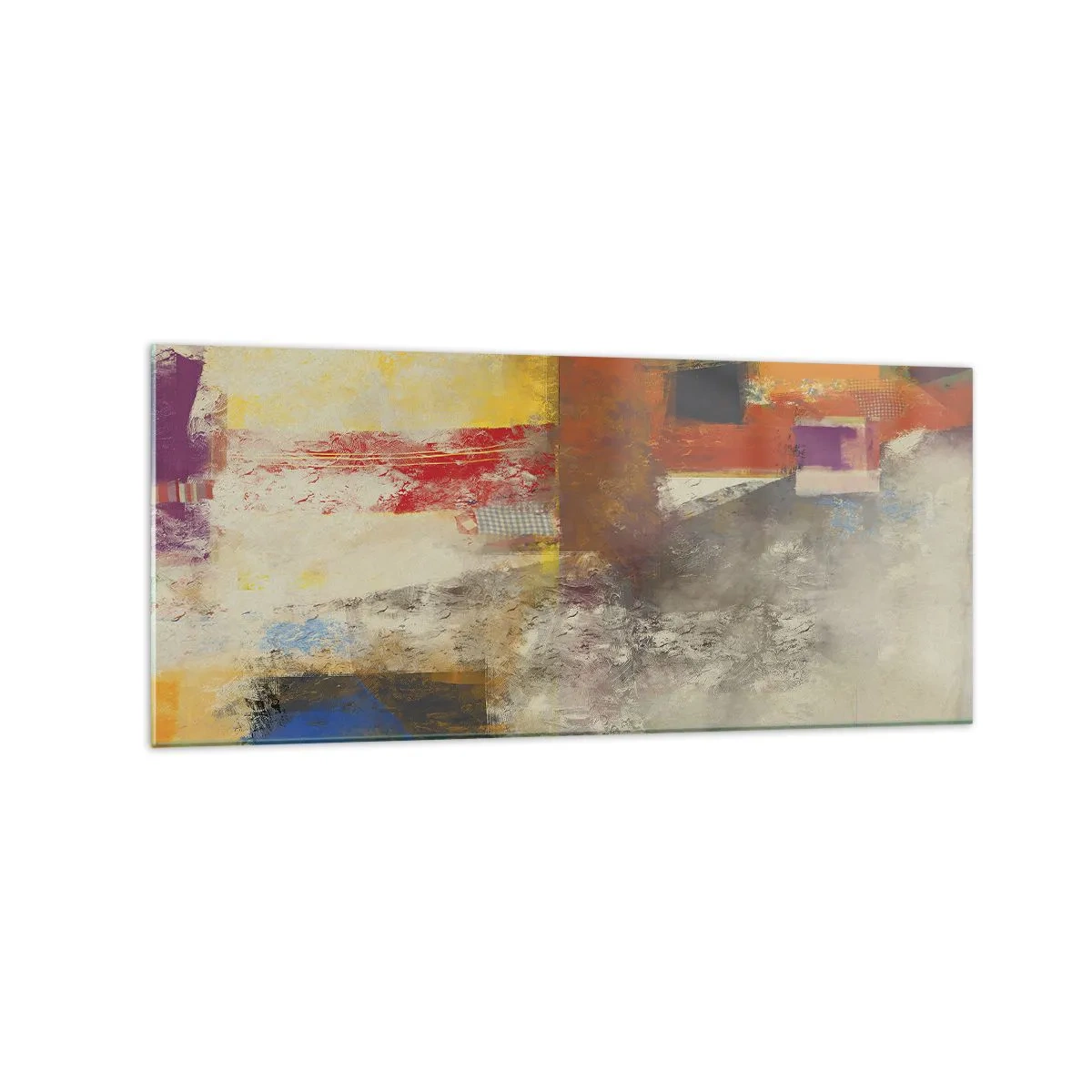 Glasbild - Bild auf glas - Bunte Abstraktion mit geometrischen Formen - 120x50cm - Geometrie der Farben - Moderne Wanddekoration für Wohnzimmer und Schlafzimmer ARTTOR