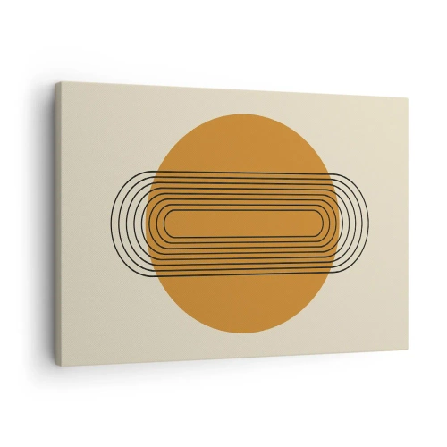 Bild auf Leinwand - Leinwandbild - Geometrisches Muster mit orangefarbenen Kreisen und Linien - 70x50cm - Perfekter Plan - Moderne Wanddekoration für Wohnzimmer und Schlafzimmer ARTTOR