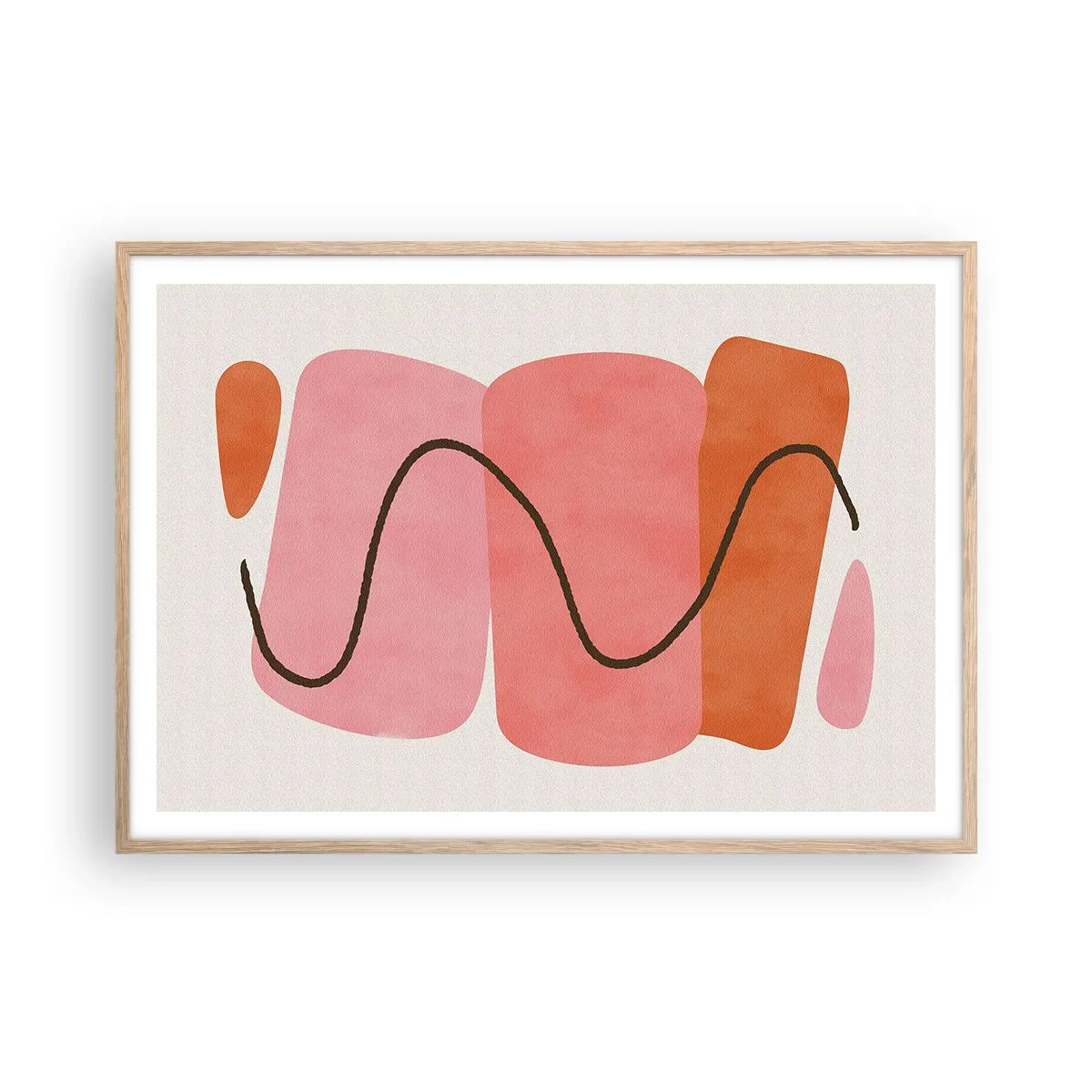 Poster in einem Rahmen aus heller Eiche - Sanfte Bewegung der Formen - 100x70 cm