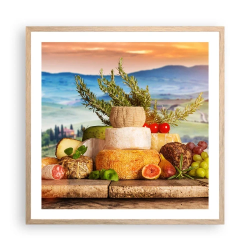 Poster in einem Rahmen aus heller Eiche - Die italienische Lebensfreude - 60x60 cm