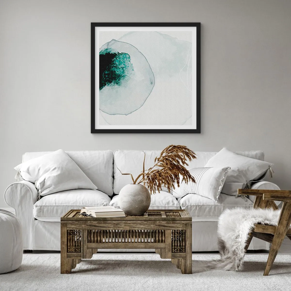 Poster in einem schwarzem Rahmen - In einem Tropfen Wasser - 50x50 cm