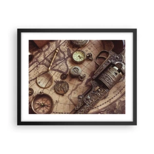 Poster in einem schwarzem Rahmen - Das Abenteuer ruft - 50x40 cm