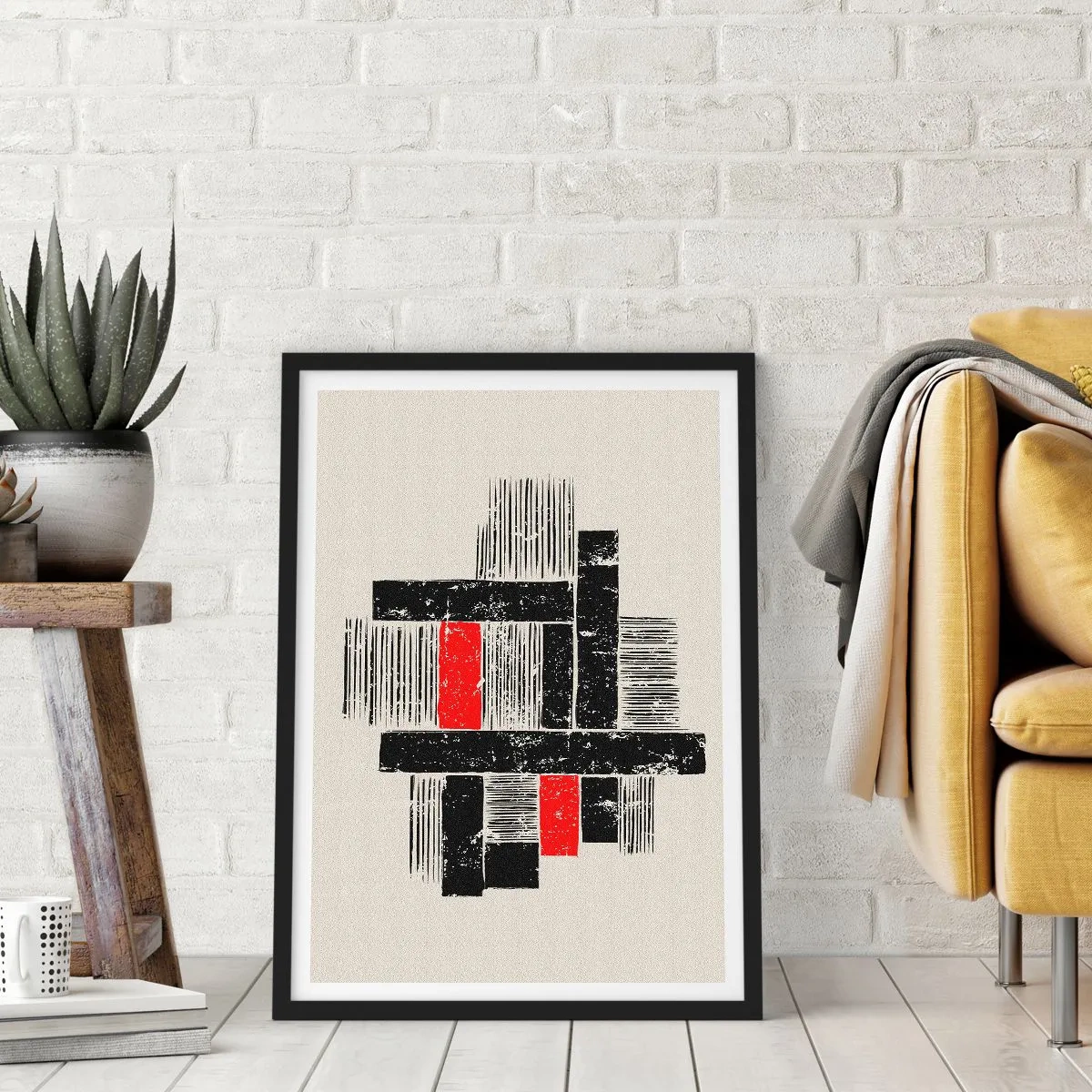Poster in einem schwarzem Rahmen - Rot und Schwarz - 61x91 cm