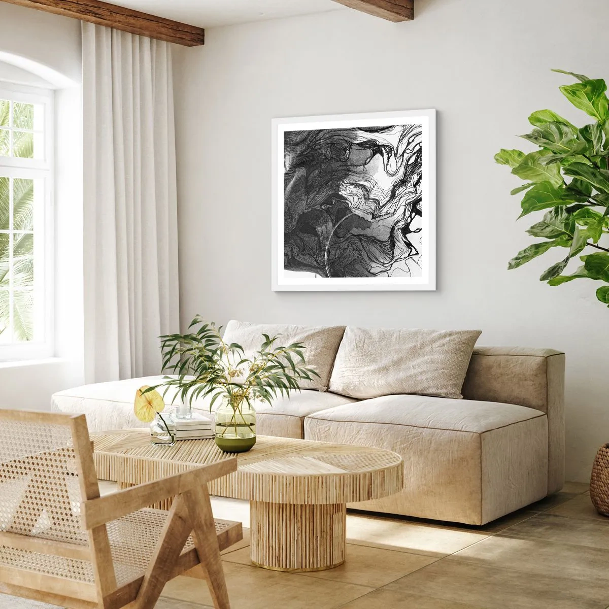 Poster in einem weißen Rahmen - Verstrickt in Träume - 40x40 cm