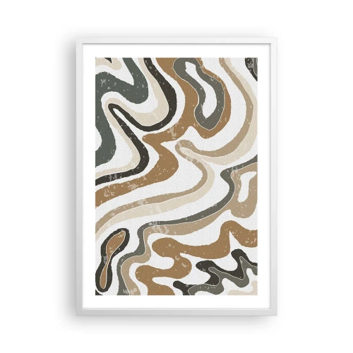 Poster in einem weißen Rahmen - Mäander in Erdfarben - 50x70 cm