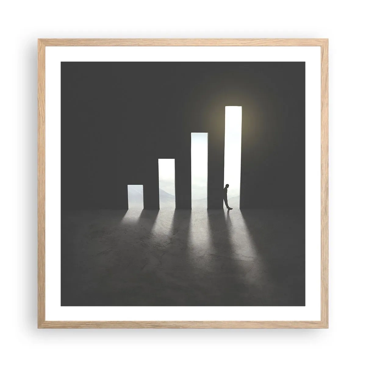 Poster in einem Rahmen aus heller Eiche - Erfolg – ​​Impression - 60x60 cm