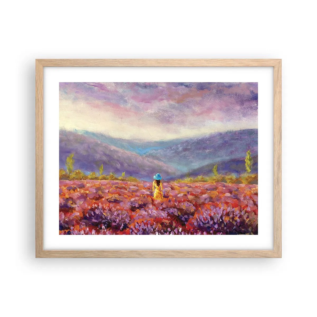 Poster in einem Rahmen aus heller Eiche - In einer Lavendelwelt - 50x40 cm