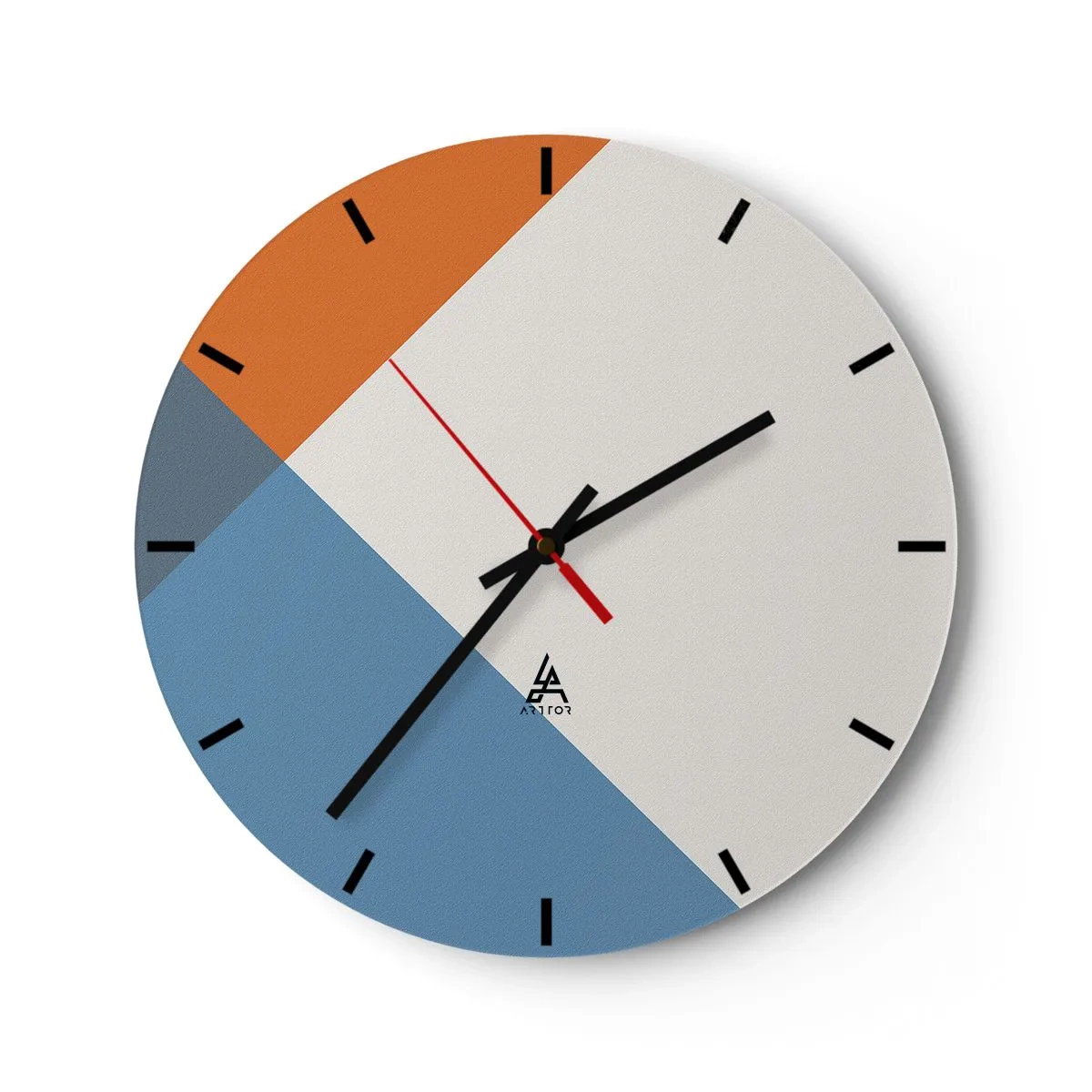 Wanduhr - Glasuhr - Abstrakte geometrische Muster in Erd- und Blautönen - 30x30cm - In einem Winkel… - Moderne Wanddekoration für Wohnzimmer, Küche und Schlafzimmer ARTTOR