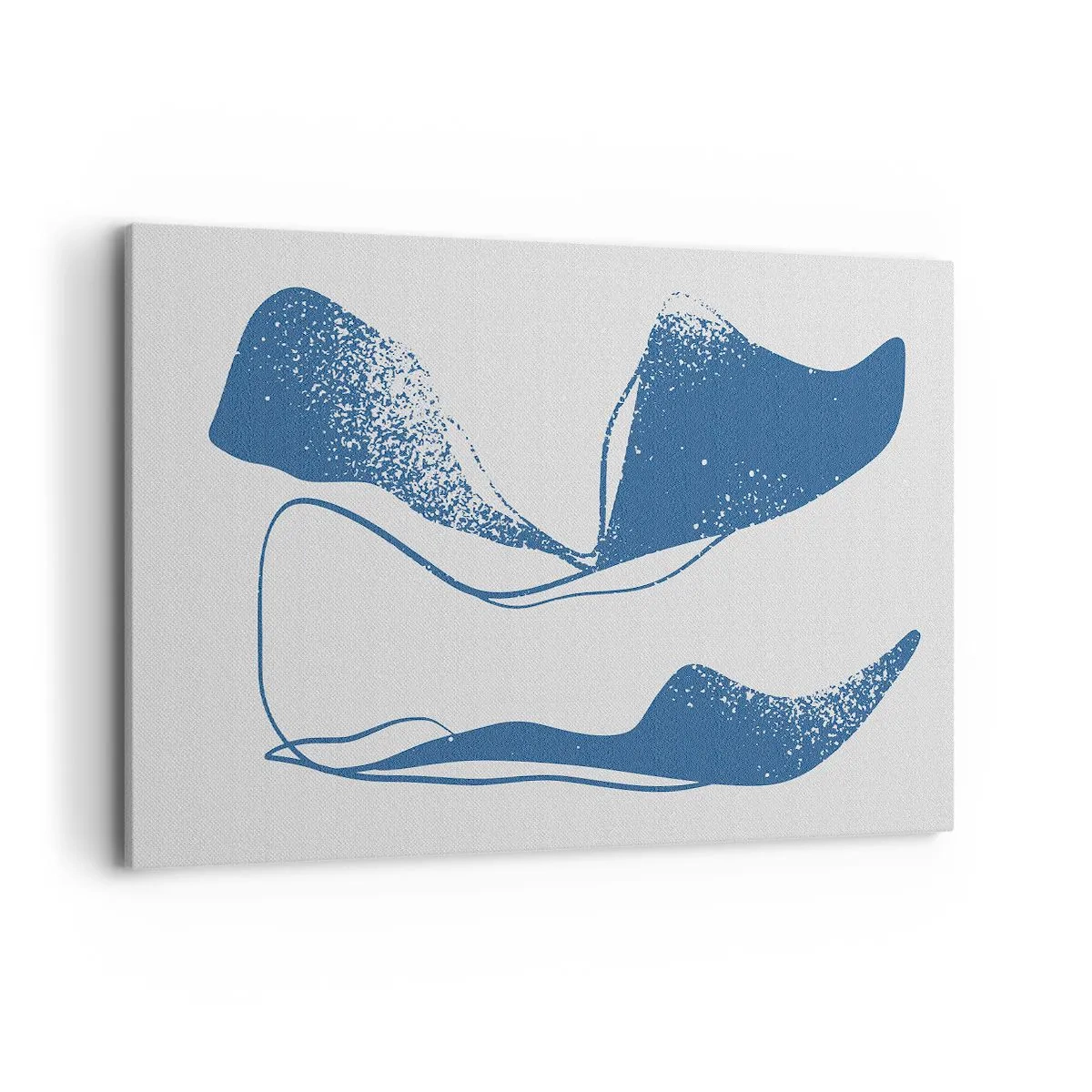 Bild auf Leinwand - Leinwandbild - Abstrakte Formen in Blautönen auf weißem Hintergrund - 100x70cm - Geflügelte Abstraktion - Moderne Wanddekoration für Wohnzimmer und Schlafzimmer ARTTOR