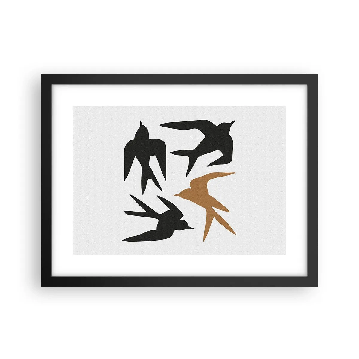 Poster in einem schwarzem Rahmen - Schwalbenspaß - 40x30 cm
