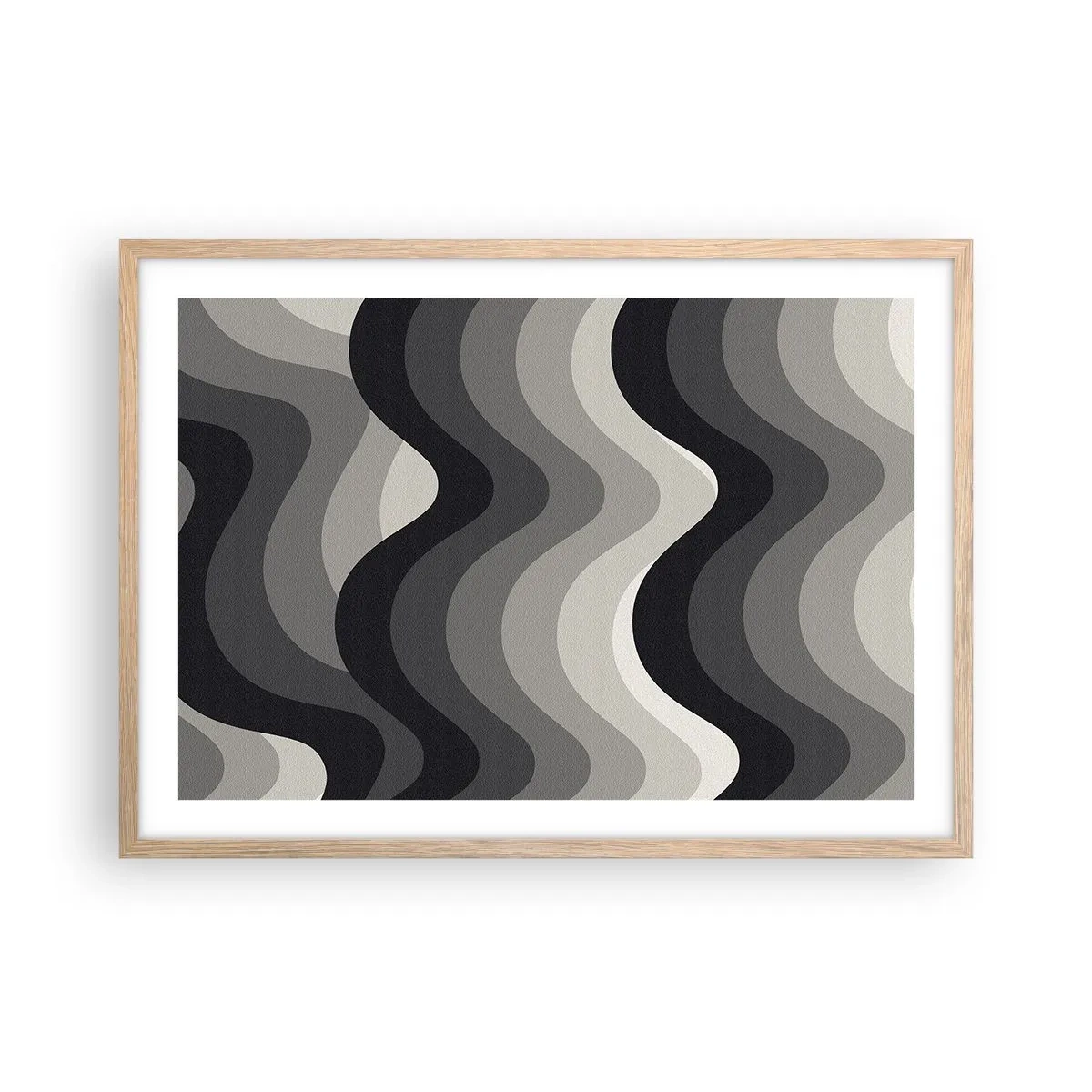 Poster in einem Rahmen aus heller Eiche - Eine Welle nach der anderen - 70x50 cm