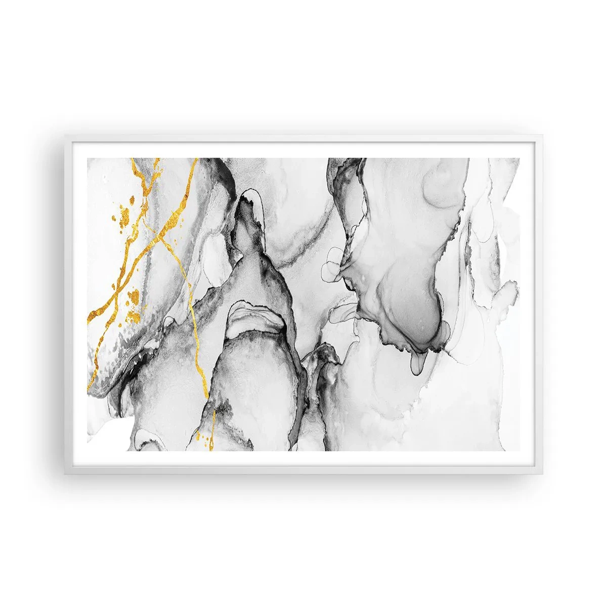 Poster in einem weißen Rahmen - Komposition mit Goldmotiv - 100x70 cm