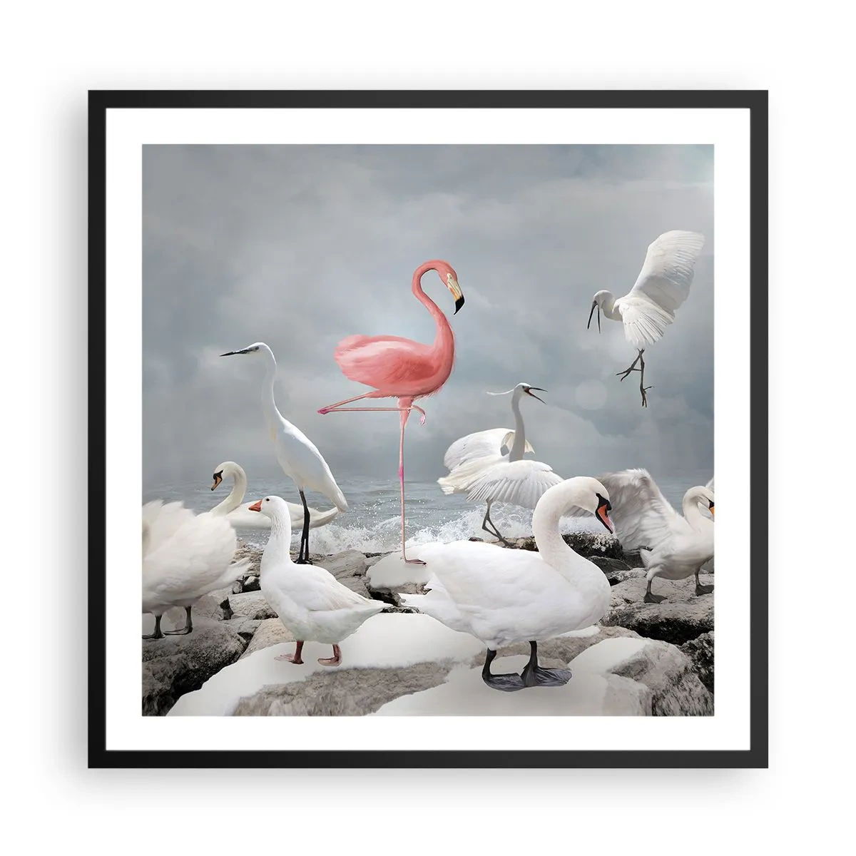 Poster in einem schwarzem Rahmen - Wie kam ich hier hin? - 60x60 cm