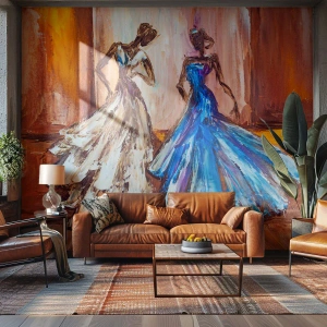Selbstklebende Fototapete Deluxe Sticker - Ein dankbares Duo - Frau, Hochzeitskleid, Mode - 300x210 cm