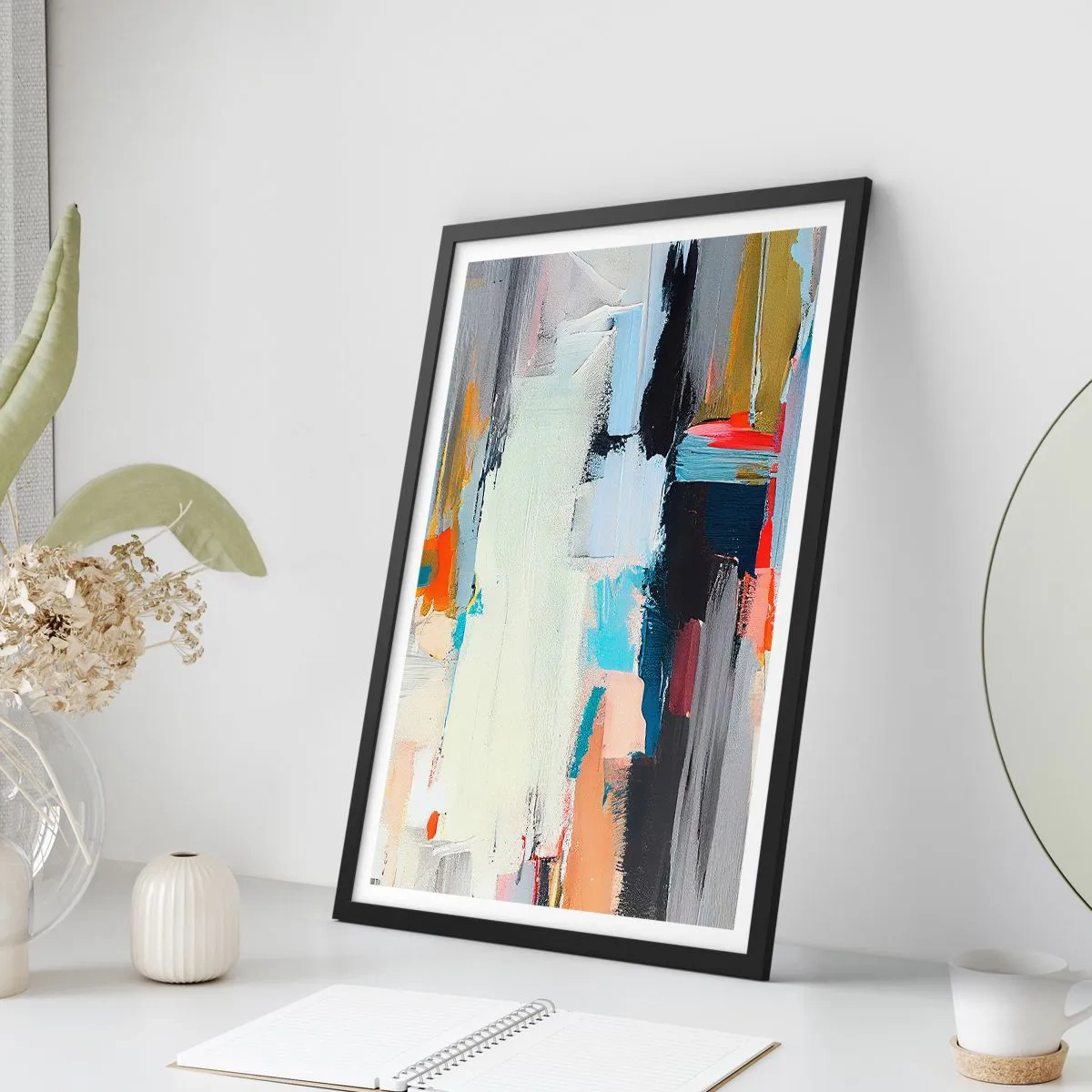 Poster in einem schwarzem Rahmen - Abstrakte Farbkomposition im expressiven Stil - 50x70cm - Gibt es eine Methode? - Moderne Wanddekoration für Wohnzimmer und Schlafzimmer ARTTOR