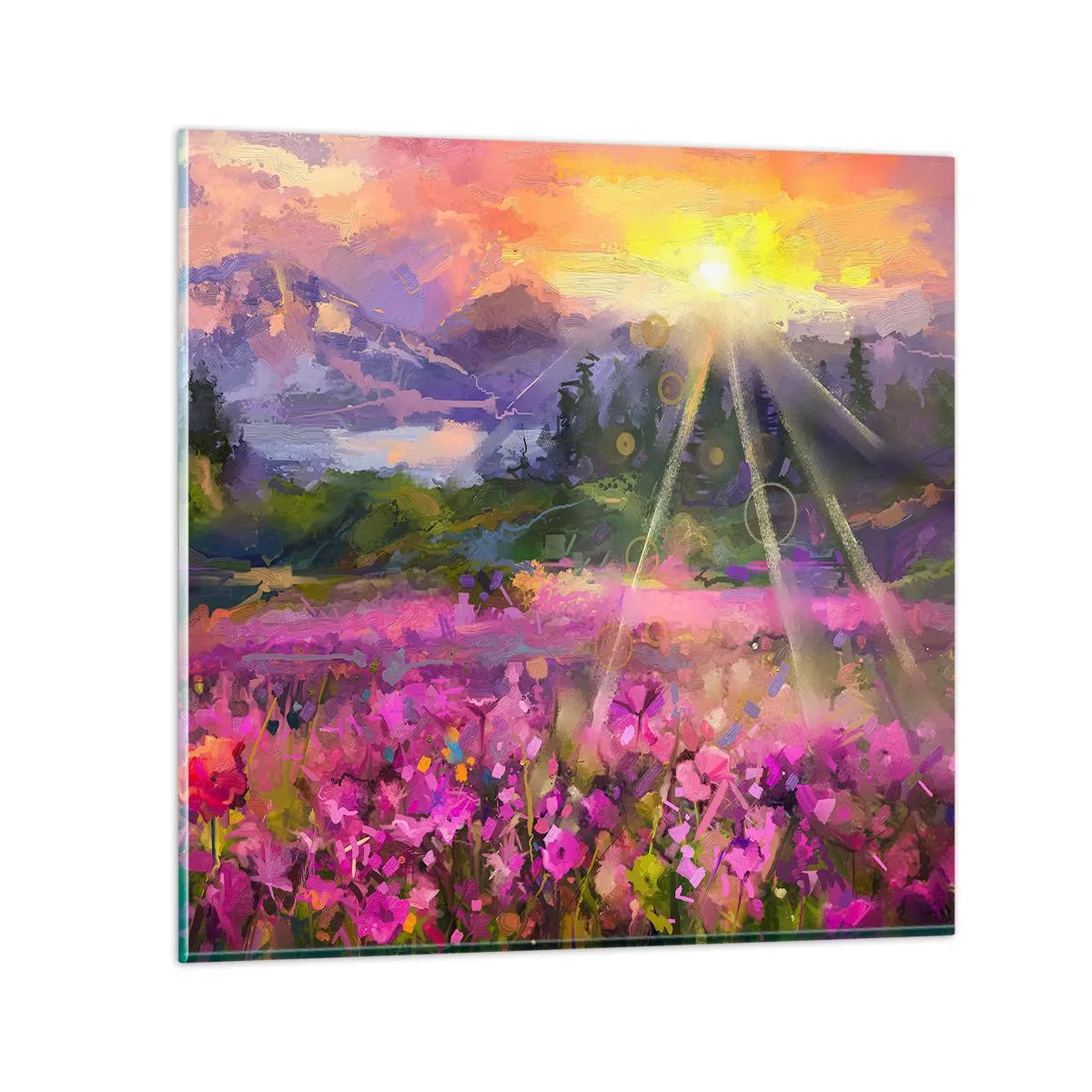 Glasbild - Bild auf glas - Im Tal unter dem Schutz der Sonne - 70x70 cm