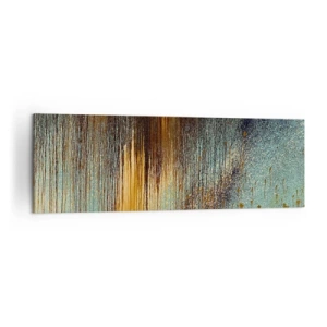 Bild auf Leinwand - Leinwandbild - Eine abstrakte Farbkomposition in Gold-, Braun- und Blautönen. - 160x50cm - Eine nicht zufällige farbenfrohe Komposition - Moderne Wanddekoration für Wohnzimmer und Schlafzimmer ARTTOR